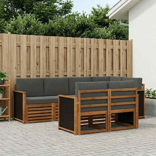 Комплект секционен диван 6 pcs Натурален и Антрацит