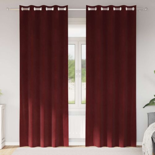 Затъмняващи завеси 2 pcs Виненочервен 140 x 245 cm Кадифе