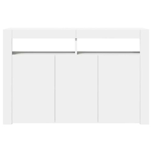 Сайдборд с LED светлини, бял, 80x35x75 см