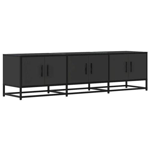 ТВ шкаф черен 150x35x41 cm Изработена дървесина и метал