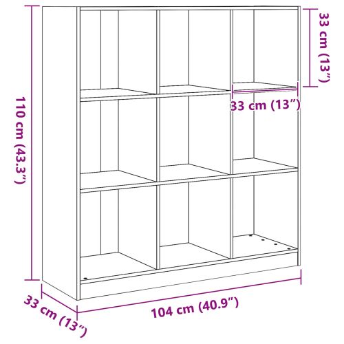 Шкаф за книги Кафяво с восъчно покритие 104 x 33 x 110 см