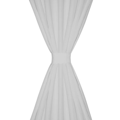 Завеси от микросатен с "уши", 2 бр, бели, 140 x 175 см