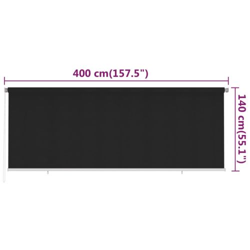 Външна роло щора, 400x140 см, черна, HDPE