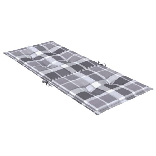 Възглавници за столове 2 бр сиво каре 120x50x3 см плат