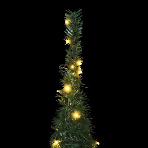 Коледно дърво with LED String Lights Зелен 150 x 150 cm ПВЦ