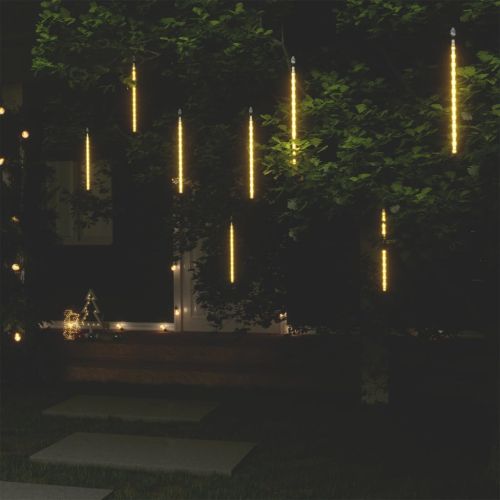 Светещи метеори 8 бр 30 см топло бяло 192 LED закрито/открито