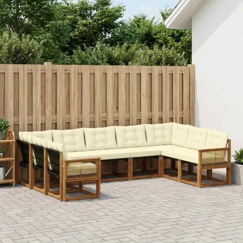Комплект дивани за открито 9 pcs Натурален и Крема
