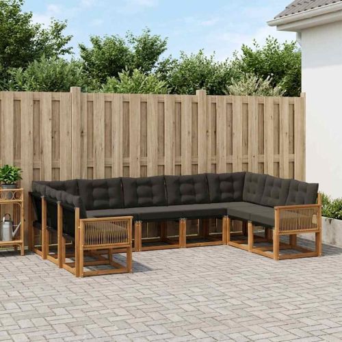 Комплект дивани за открито 9 pcs Естествено и черно