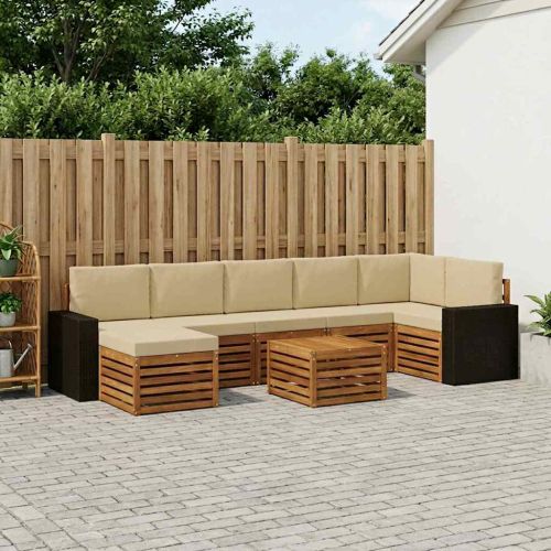 Комплект дивани за открито 8 pcs Натурален и Бежов