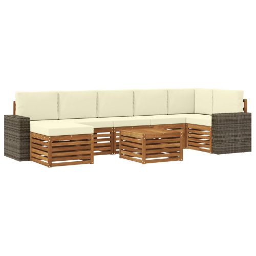 Комплект дивани за открито 8 pcs Натурален и Крема