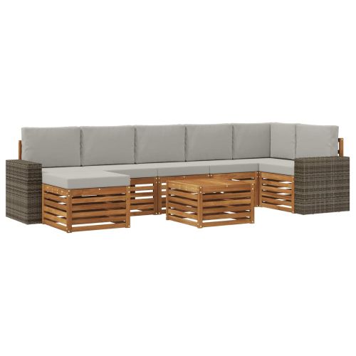 Комплект дивани за открито 8 pcs Натурално и светлосиво