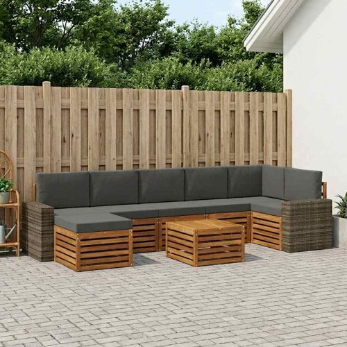 Комплект дивани за открито 8 pcs Натурален и Антрацит