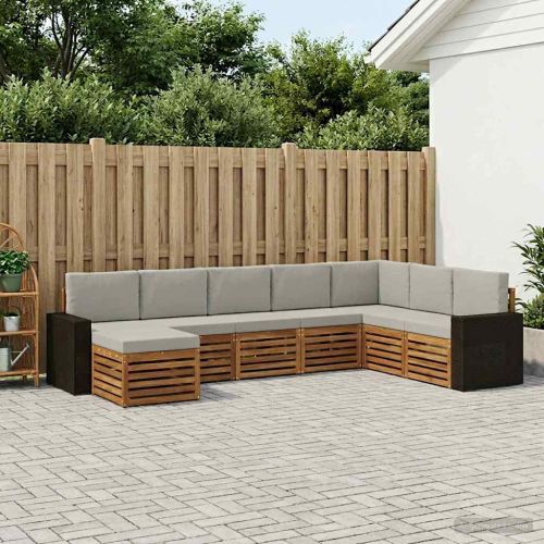 Комплект дивани за открито 8 pcs Натурално и светлосиво