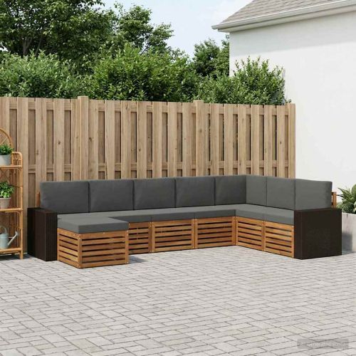 Комплект дивани за открито 8 pcs Натурален и Антрацит