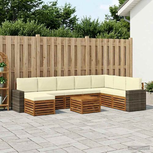 Комплект дивани за открито 9 pcs Натурален и Крема