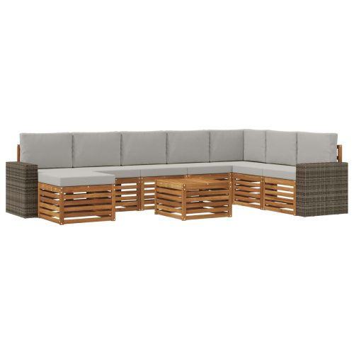 Комплект дивани за открито 9 pcs Натурално и светлосиво