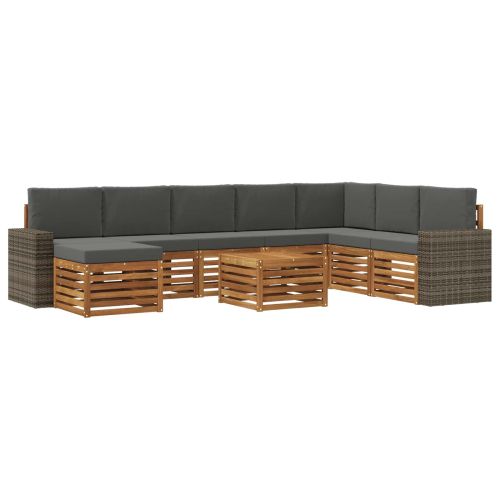 Комплект дивани за открито 9 pcs Натурален и Антрацит