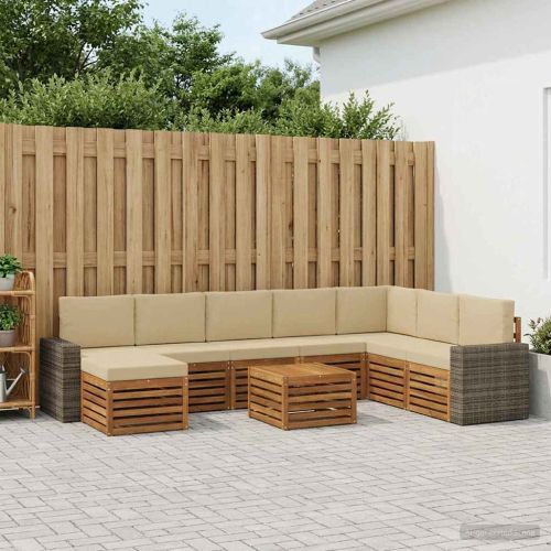 Комплект дивани за открито 9 pcs Натурален и Бежов