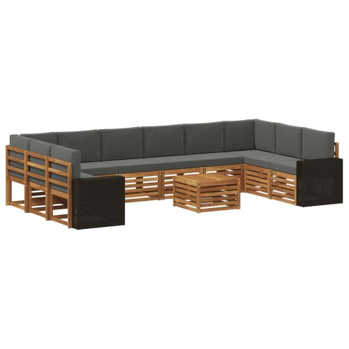 Комплект дивани за открито 11 pcs Натурален и Антрацит
