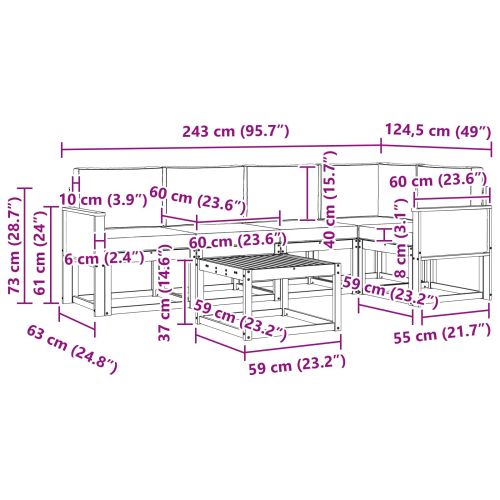 Комплект дивани за открито 6 pcs Натурален и Крема