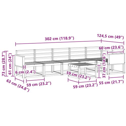 Комплект дивани за открито 7 pcs Натурално