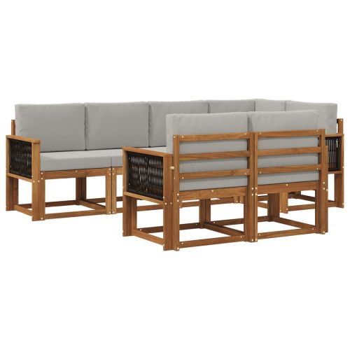 Комплект дивани за открито 7 pcs Натурално и светлосиво