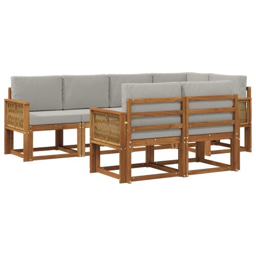 Комплект дивани за открито 7 pcs Натурално и светлосиво