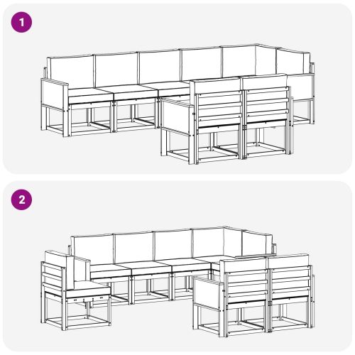 Комплект дивани за открито 8 pcs Натурално и светлосиво