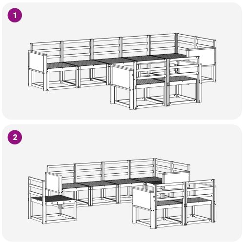 Комплект дивани за открито 8 pcs Натурално