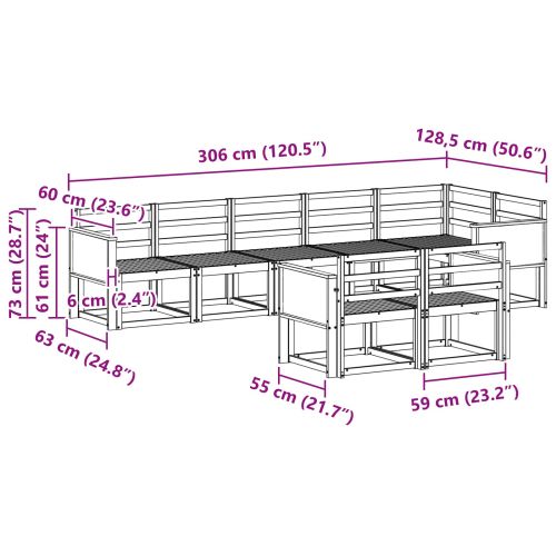 Комплект дивани за открито 8 pcs Натурално
