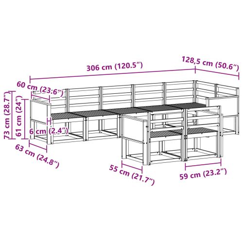 Комплект дивани за открито 8 pcs Натурално