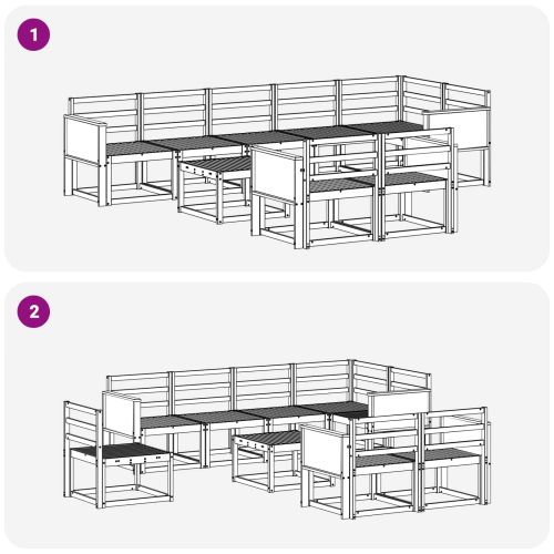 Комплект дивани за открито 9 pcs Натурално