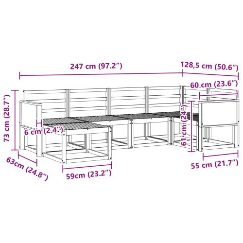 Комплект дивани за открито 6 pcs Натурално