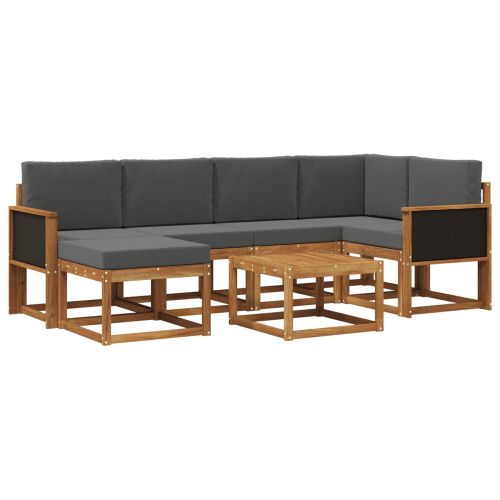 Комплект дивани за открито 7 pcs Натурален и Антрацит