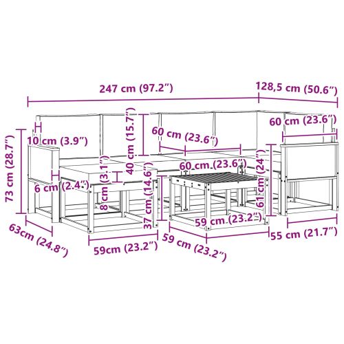 Комплект дивани за открито 7 pcs Натурален и Бежов
