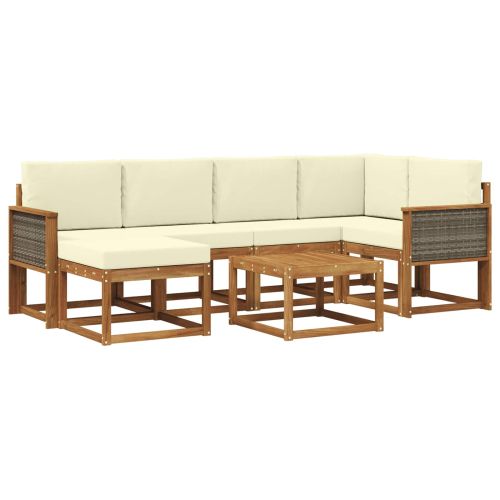 Комплект дивани за открито 7 pcs Натурален и Крема