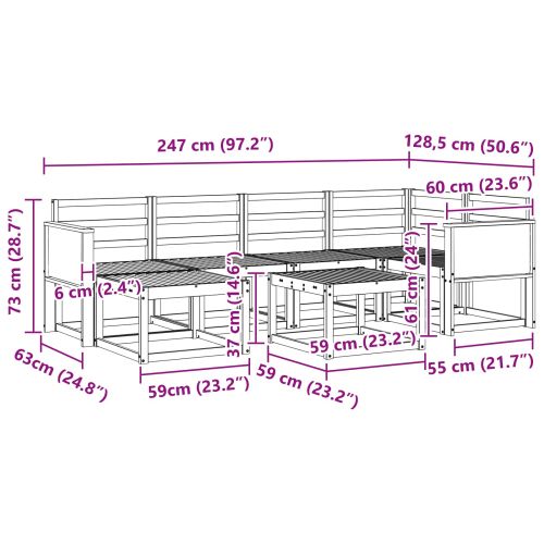 Комплект дивани за открито 7 pcs Натурално