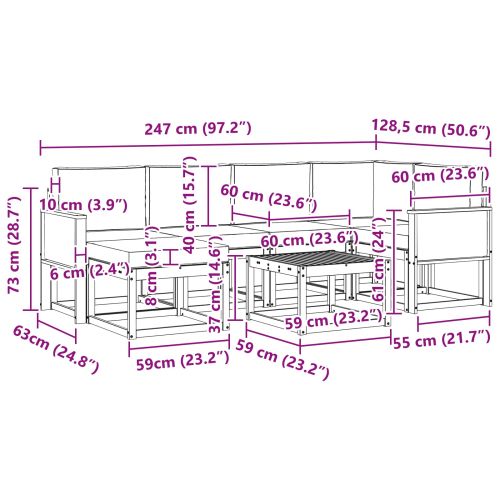 Комплект дивани за открито 7 pcs Натурален и Крема