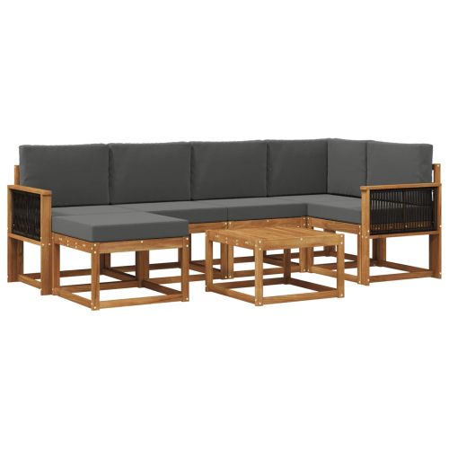 Комплект дивани за открито 7 pcs Натурален и Антрацит