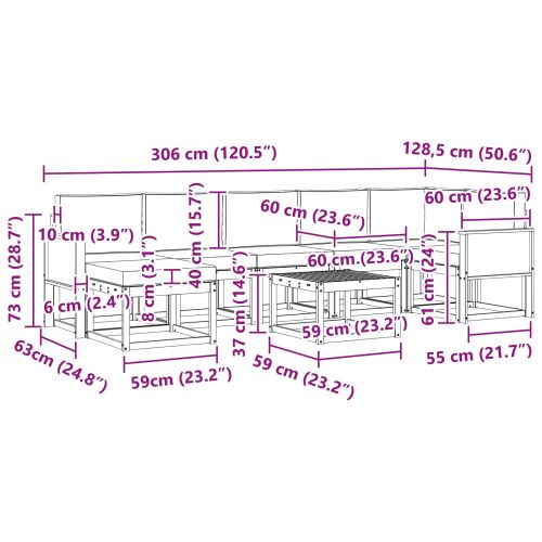 Комплект дивани за открито 8 pcs Натурално и светлосиво