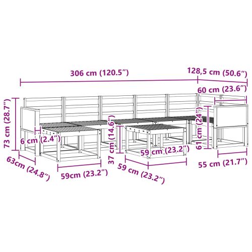 Комплект дивани за открито 8 pcs Натурално