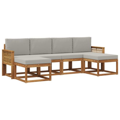 Комплект дивани за открито 6 pcs Натурално и светлосиво