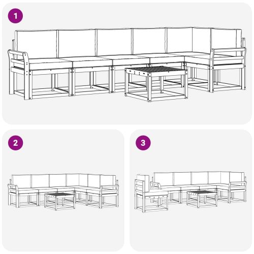 Комплект дивани за открито 7 pcs Бяло и кремаво Полиестер