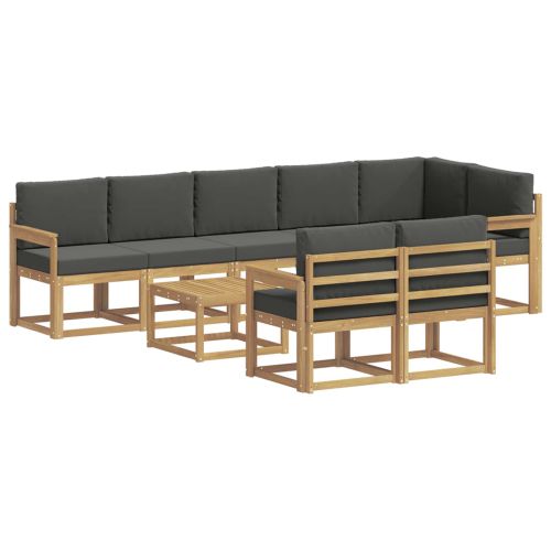 Комплект дивани за открито 9 pcs Бяло и антрацит Полиестер