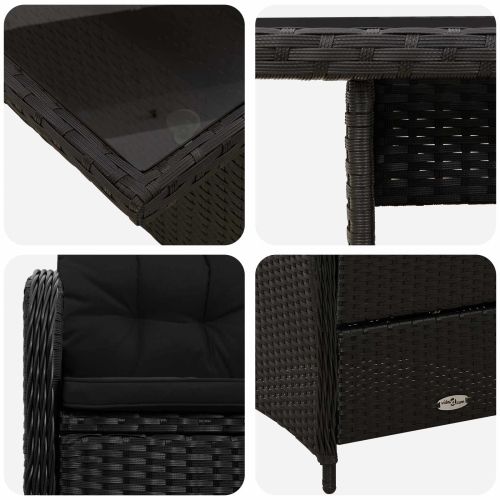 Комплект за хранене на открито 5 pcs Черно полиратан