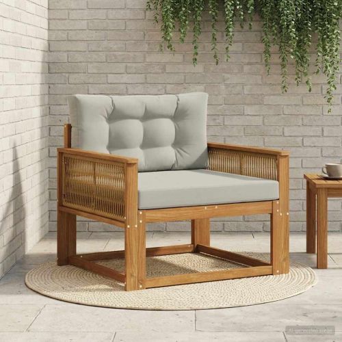Среден диван за открито Солидно акациево дърво Натурално
