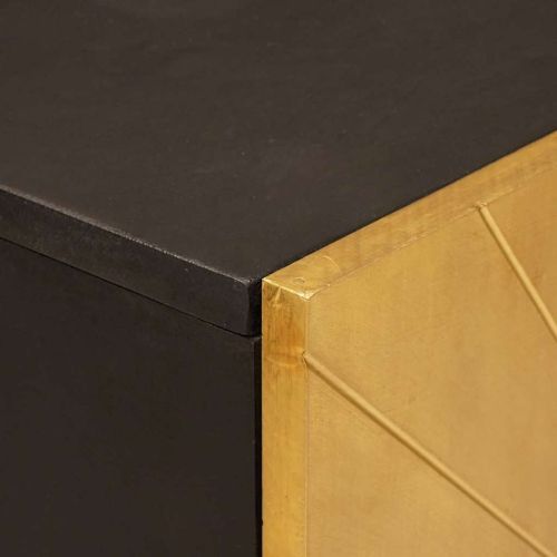Страничен шкаф с рафт с врата Черен и златен 90 x 33,5 x 75 см