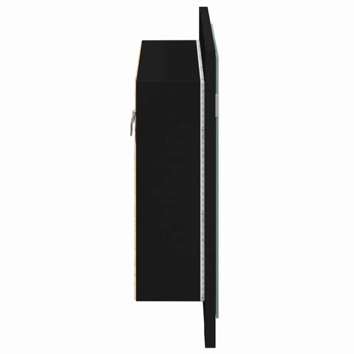 Шкаф с LED огледало за баня, черно, 60x12x45 см, акрил