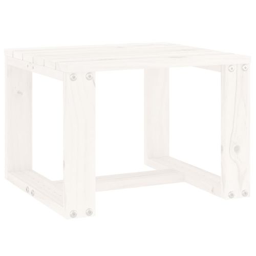 Градинска помощна масичка бяла 40x38x28,5 см борово дърво масив