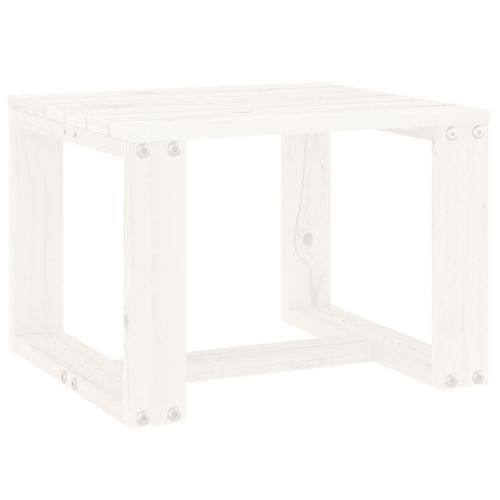 Градинска помощна масичка бяла 40x38x28,5 см борово дърво масив